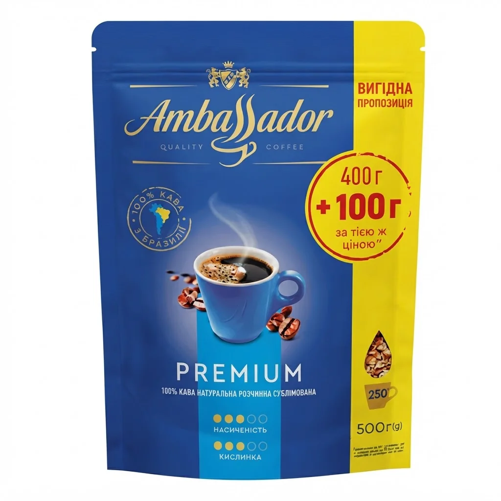Ambassador Premium 400+100 г Розчинна / Преміум